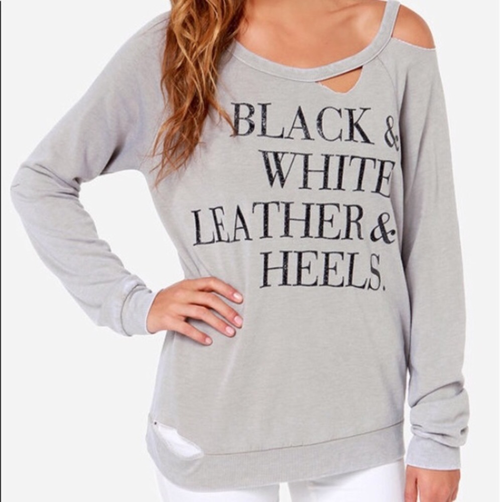Chaser Black & White. Leather & Heels. Sweatshirt